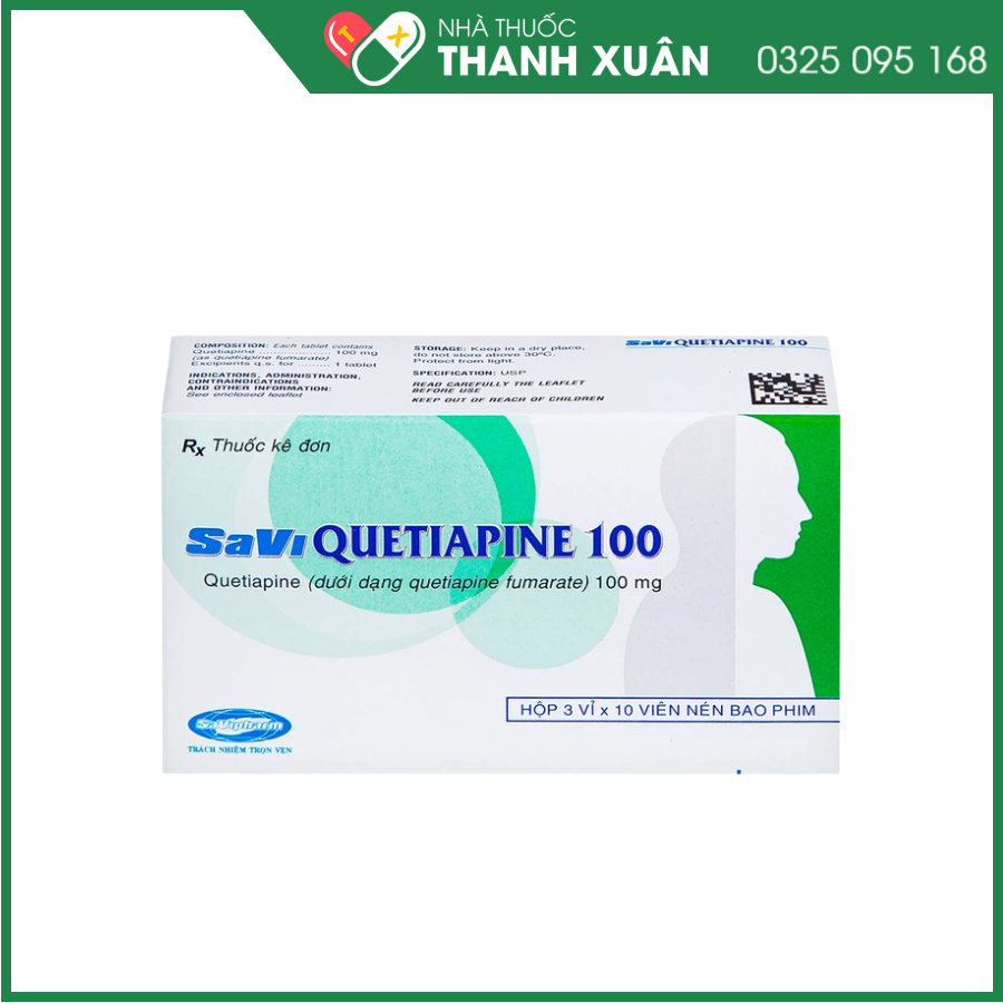 Savi Quetiapine 100 điều trị tâm thần phân liệt, rối loạn lưỡng cực